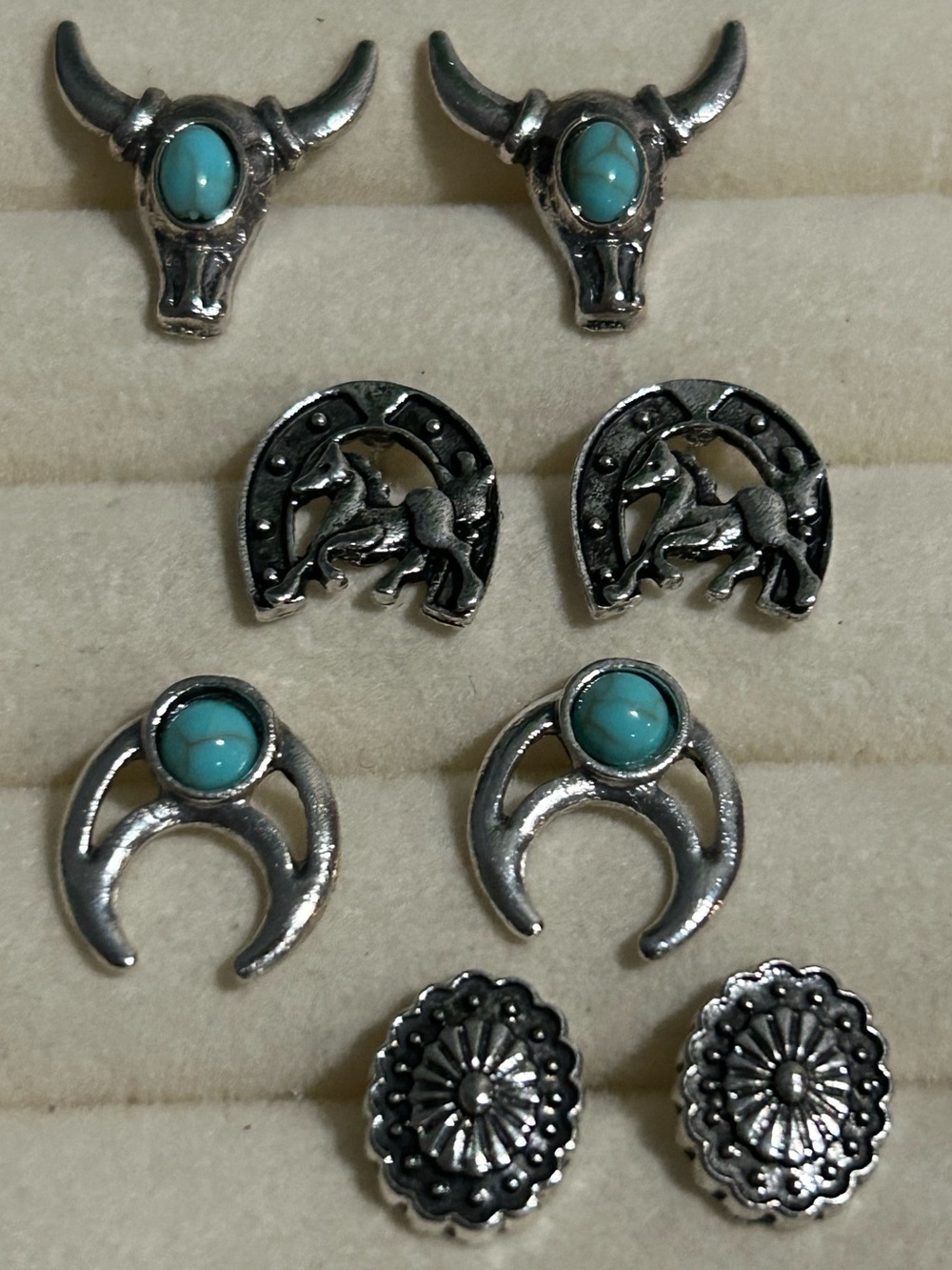 Western Turquoise Accent Stud Earring Set